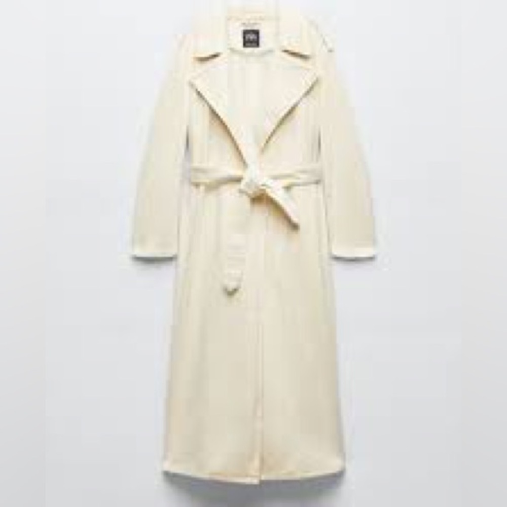 Zara BELTED COTTON TOPCOAT - Picture 6 of 11